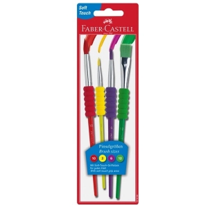 Pędzle szkolne z miękkim uchwytem 4szt. blister FABER CASTELL /481600/