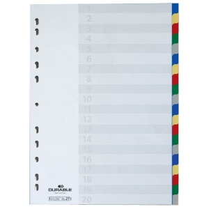 Przekładki A4 wykonane z PP kolorowe indeksy 20 części 675827