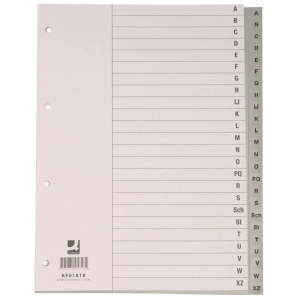 Przekładki Q-Connect, PP, A4, 230x297mm, A-Z, 20 kart, szare /KF01817/					