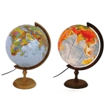 Globus podświetlany MAPA ŚWIATA, drewniana podstawa, 320 mm