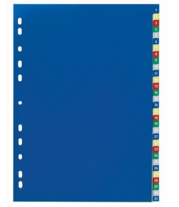 Przekładki A4 wykonane z PP kolorowe indeksy 1-31 675627